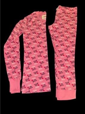 Women’s Pink Heart Print “Ski Bunny” Pajama Set - PINK Victoria's Secret